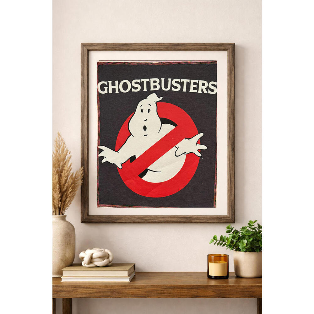 two face threads ghostbusters biggie patch custom wall art decor‎ upcycled 13x16